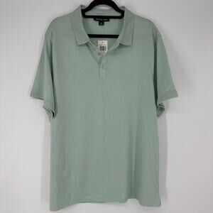 Michael Kors Embroidered Logo Cotton Pale Jade Short Sleeve Polo Mens XXL
